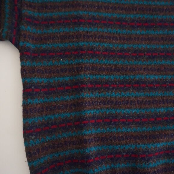 Vintage St John’s Bay Brown Wool Striped Sweater Cabincore Retro 80s/90s XL - Picture 8 of 10